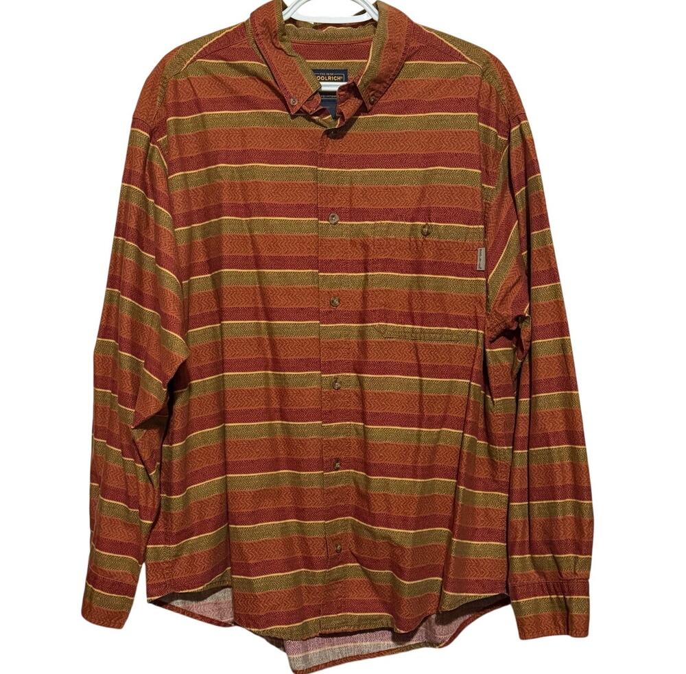 Woolrich Est. 1830 Men's Rust Dark Red Tan Long Sleeve Button Down Shirt XL